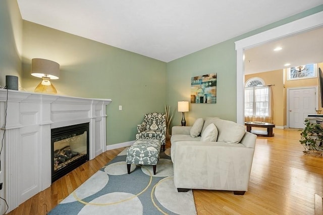 living room featuring light wood-type flooring