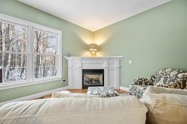 living room with light hardwood / wood-style floors