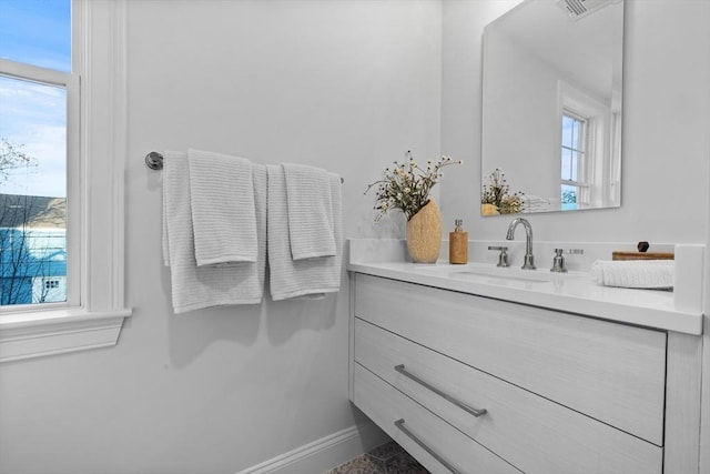 bathroom featuring vanity and a wealth of natural light