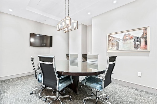 121 Portland St Unit Ph3, Boston, MA 02114 - carpeted dining area featuring a chandelier and recessed lighting