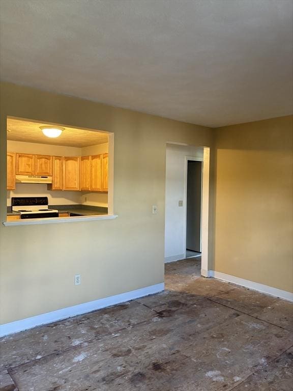 740 Central St Unit J11, Leominster, MA 01453 - kitchen with white electric stove and under cabinet range hood