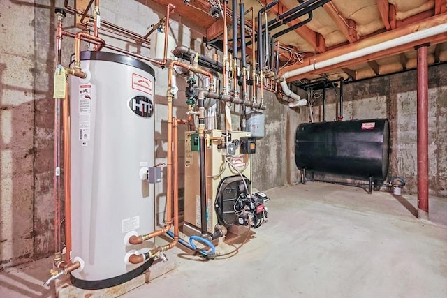 utility room featuring gas water heater