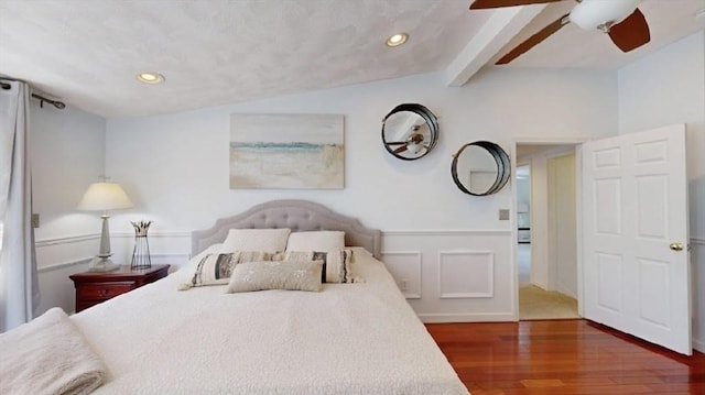 32 Nelson Ave, Beverly, MA 01915 - bedroom featuring ceiling fan, recessed lighting, beamed ceiling, and wood finished floors