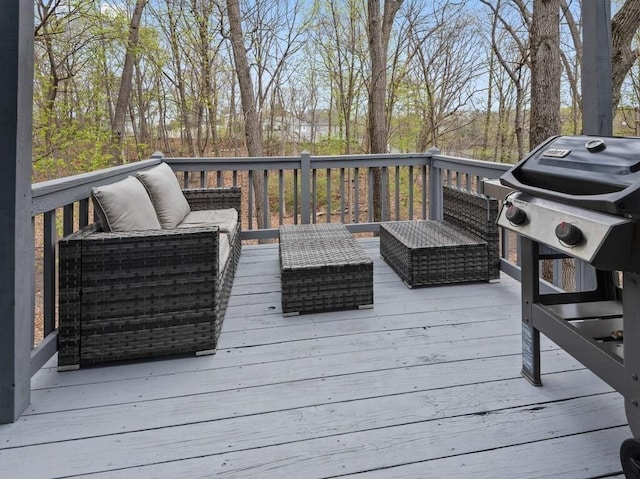 wooden deck featuring an outdoor hangout area