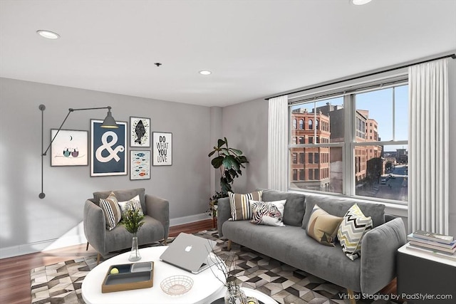 living room featuring hardwood / wood-style flooring