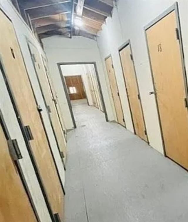 56 Edgeworth St Unit 14, Worcester, MA 01605 - hallway with lofted ceiling and concrete flooring