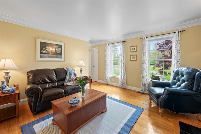 172 Orchard St, Newbury, MA 01922 - living room with crown molding, light wood-type flooring, and baseboards