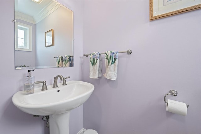 172 Orchard St, Newbury, MA 01922 - bathroom with crown molding and a sink