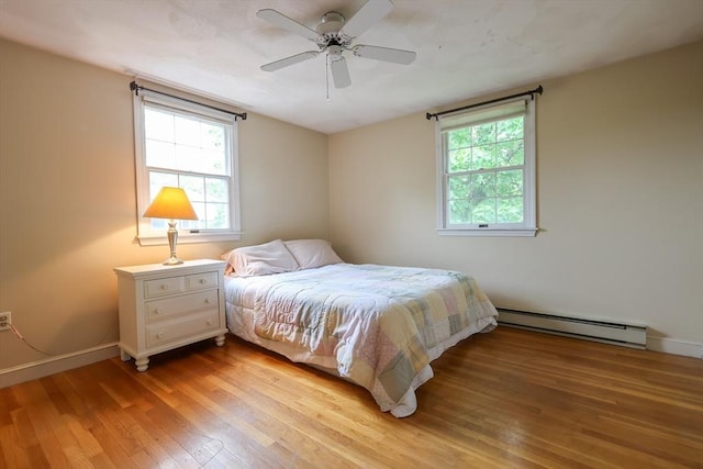 10 Emile Cir, Medford, MA 02155 - bedroom with a baseboard heating unit, light wood-type flooring, multiple windows, and baseboards