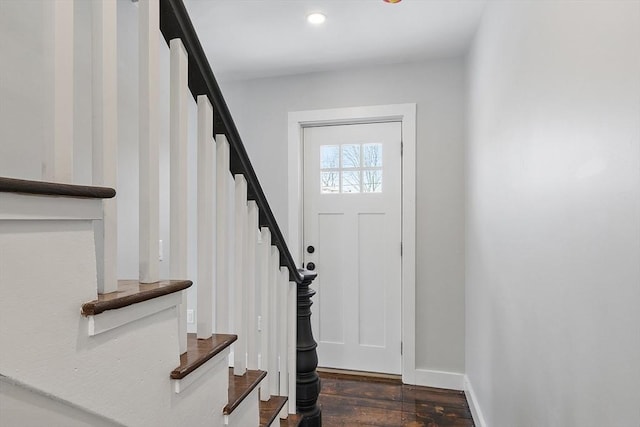 entrance foyer with dark wood-type flooring