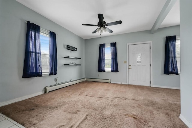 394 Huttleston Ave, Fairhaven, MA 02719 - carpeted foyer entrance featuring plenty of natural light, ceiling fan, and baseboard heating