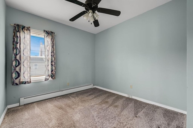 394 Huttleston Ave, Fairhaven, MA 02719 - carpeted empty room featuring a baseboard heating unit and a ceiling fan