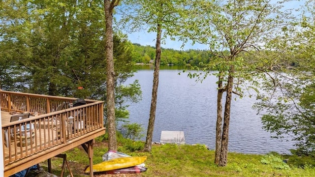 64 Porcupine Point Rd, Tolland, MA 01034 - dock area featuring a deck with water view