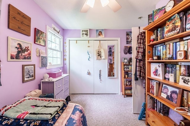 64 Porcupine Point Rd, Tolland, MA 01034 - bedroom with carpet, ceiling fan, and a closet