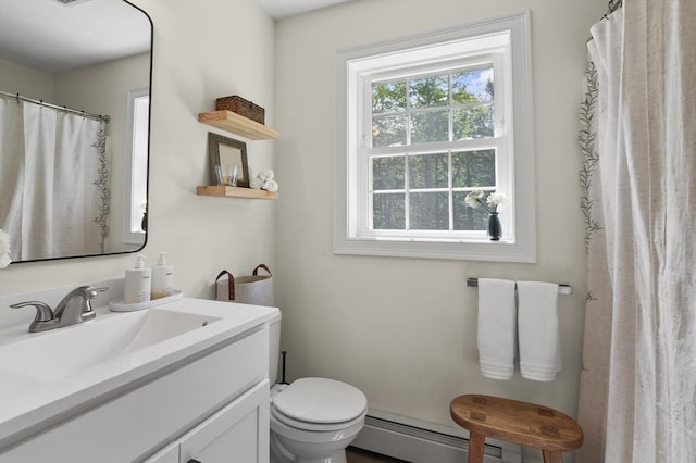 1076 King Phillip Trl, Templeton, MA 01468 - bathroom with vanity, toilet, and a baseboard heating unit