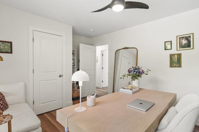 1076 King Phillip Trl, Templeton, MA 01468 - home office with wood finished floors and a ceiling fan