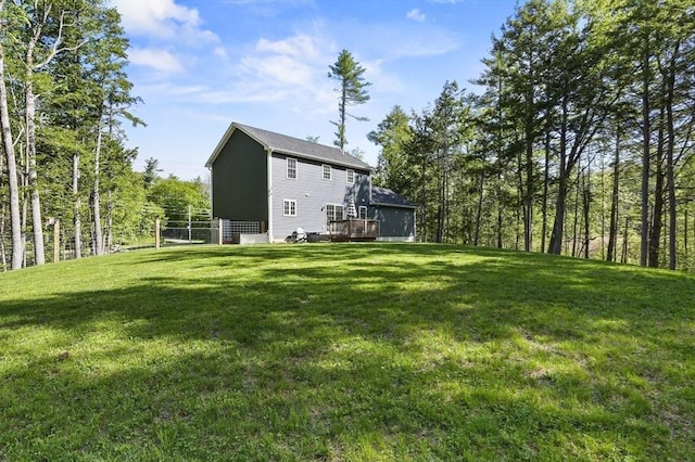 1076 King Phillip Trl, Templeton, MA 01468 - view of green lawn featuring a wooden deck