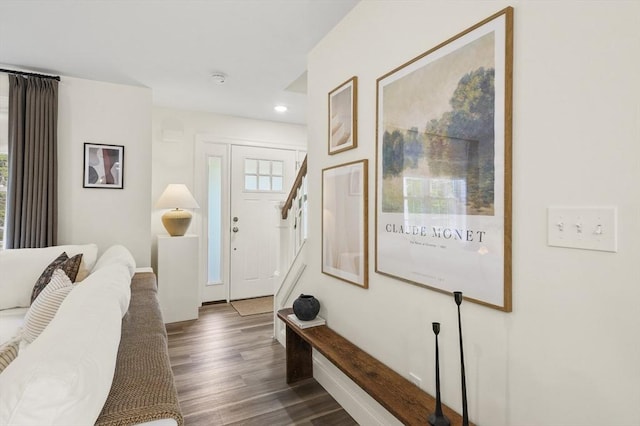 1076 King Phillip Trl, Templeton, MA 01468 - foyer entrance with wood finished floors, recessed lighting, and baseboards