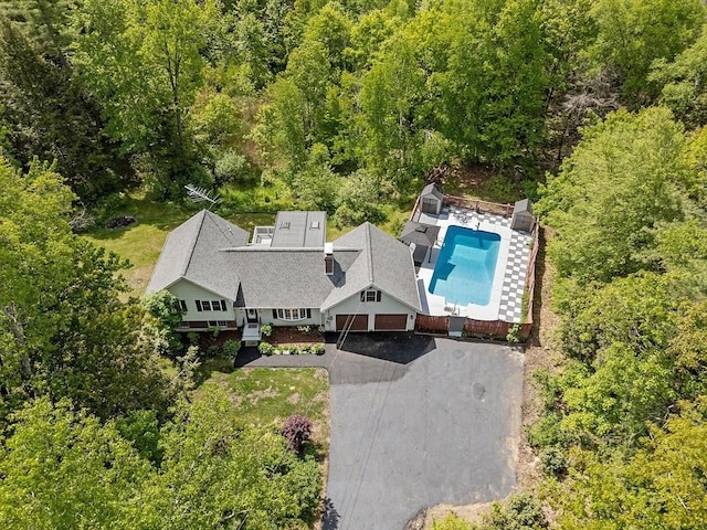 728 River St, Winchendon, MA 01475 - view from above of property with a pool area and a heavily wooded area