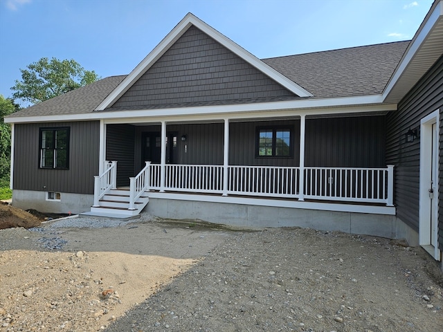 view of front facade featuring covered porch