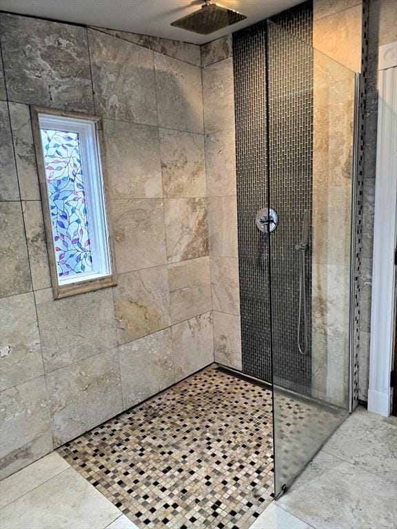 9 Venner Rd, Arlington, MA 02476 - full bathroom with a tile shower and a ceiling fan