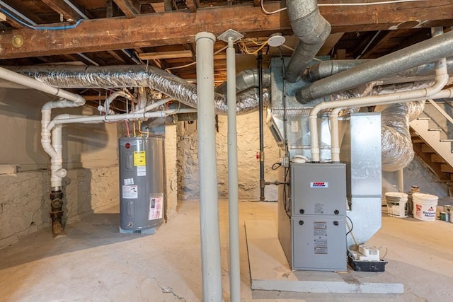 utilities featuring water heater and heating unit