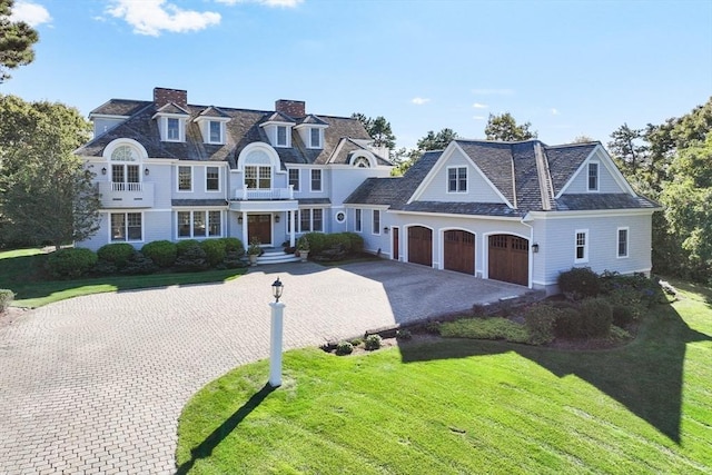 view of front of home with a garage and a front yard