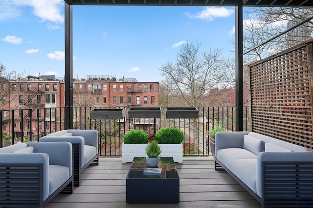 deck featuring an outdoor living space
