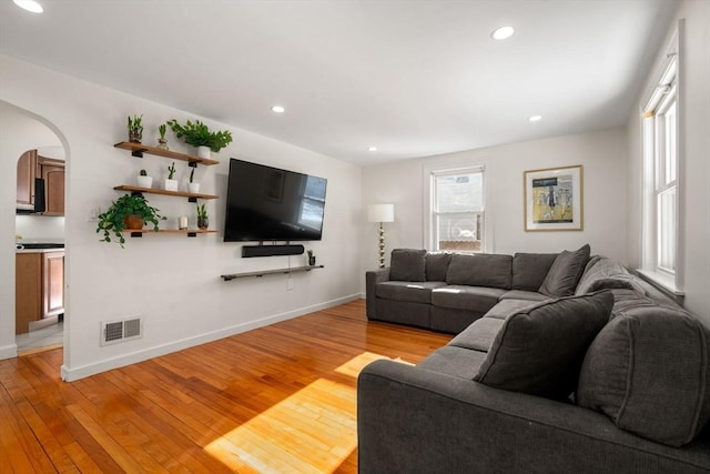 living room featuring light hardwood / wood-style floors