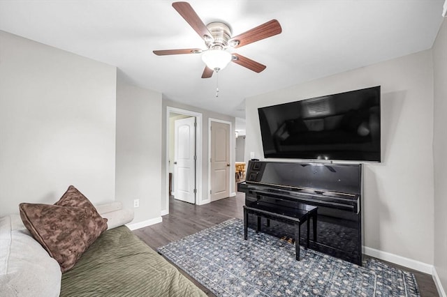 151 Labelle St, West Springfield, MA 01089 - living room featuring baseboards, wood finished floors, and ceiling fan