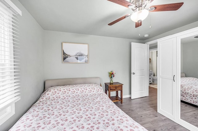151 Labelle St, West Springfield, MA 01089 - bedroom with wood finished floors, a ceiling fan, and baseboards