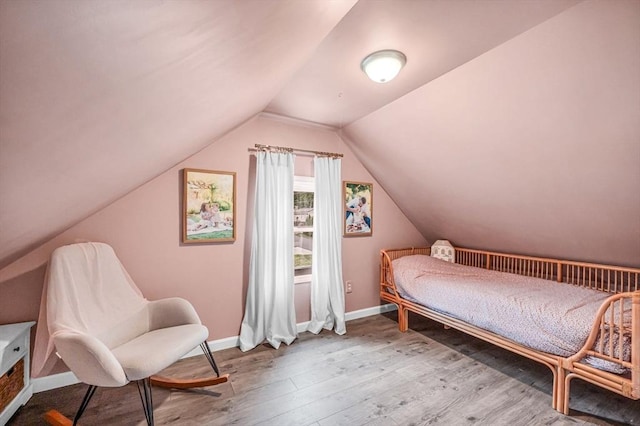 151 Labelle St, West Springfield, MA 01089 - bedroom with wood finished floors, vaulted ceiling, and baseboards