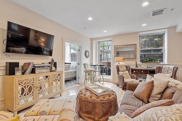 110 O St Unit 1, Boston, MA 02127 - living area with wood finished floors, visible vents, and recessed lighting