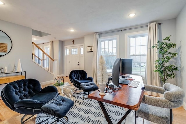 living room featuring light hardwood / wood-style floors