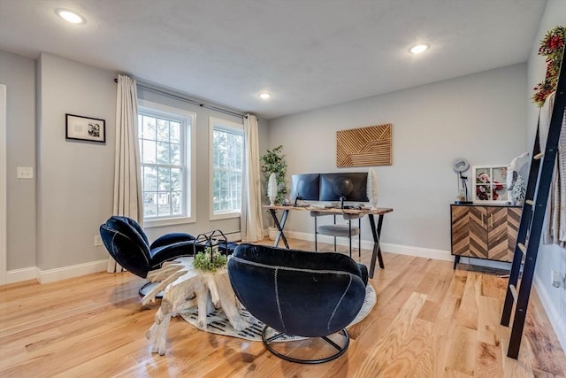 office with light hardwood / wood-style flooring