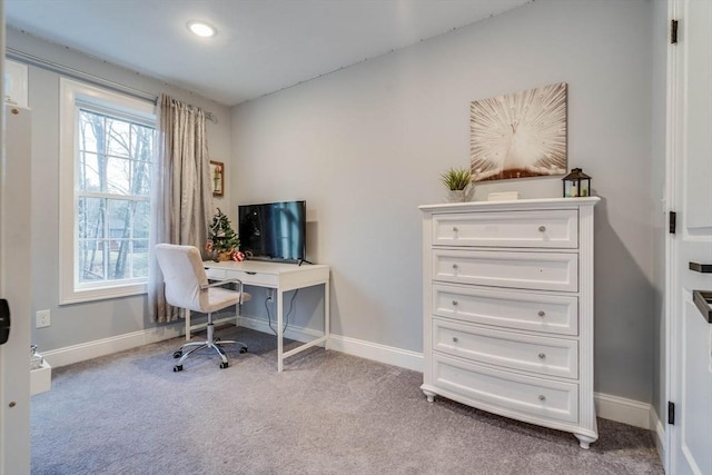 office space with light carpet