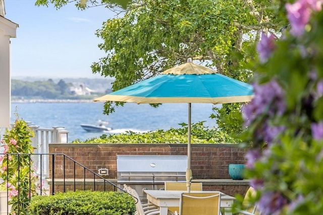 461 Wings Neck Rd, Bourne, MA 02559 - view of patio featuring a water view