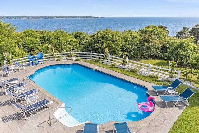 461 Wings Neck Rd, Bourne, MA 02559 - view of pool with a water view and a patio