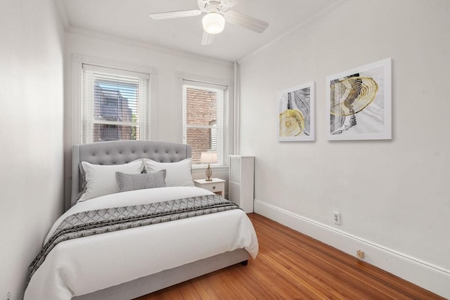 8 Browne St Unit 1, Brookline, MA 02446 - bedroom with baseboards, light wood finished floors, crown molding, and a ceiling fan