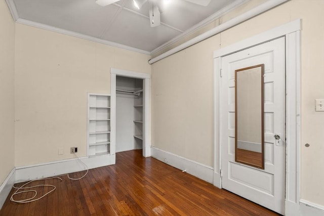 8 Browne St Unit 1, Brookline, MA 02446 - unfurnished bedroom with a closet, baseboards, ornamental molding, and hardwood / wood-style flooring