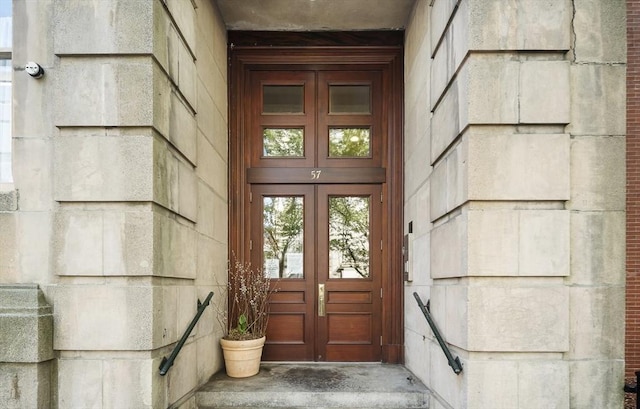 property entrance with french doors