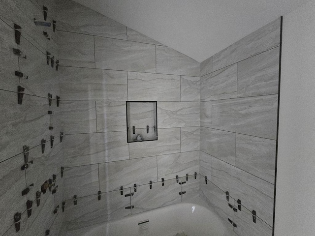 9 Swan St Unit 3, Beverly, MA 01915 - bathroom featuring lofted ceiling and shower / bath combination