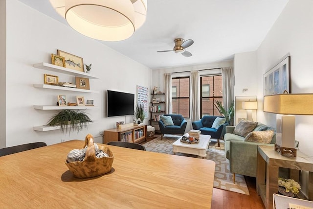 519 Harrison Ave Unit 314, Boston, MA 02118 - living room featuring wood finished floors and ceiling fan