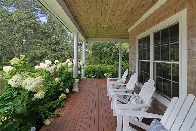 wooden deck featuring a porch