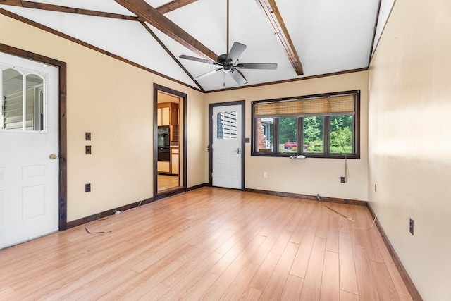 76 N Main St, Bellingham, MA 02019 - empty room featuring baseboards, light wood-style floors, and a ceiling fan