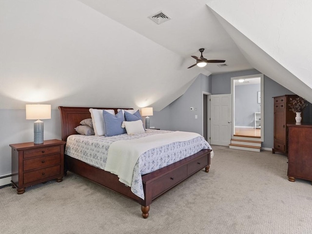 200 Newtown Rd, Acton, MA 01720 - bedroom featuring light carpet, lofted ceiling, and a ceiling fan