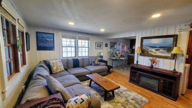 living area featuring wood finished floors