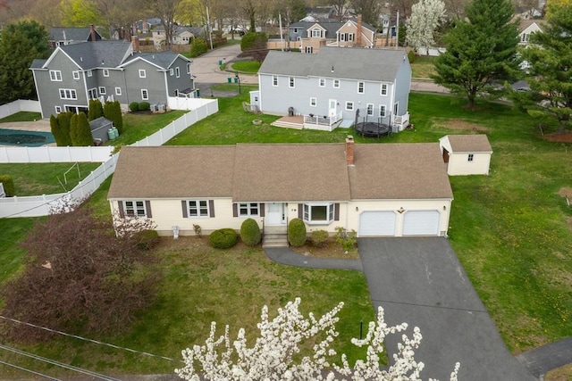 drone / aerial view with a residential view