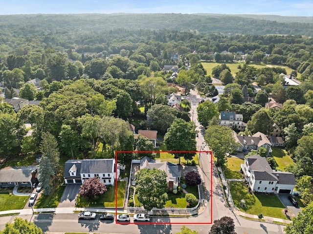 141 Cornell St, Newton, MA 02462 - aerial perspective of suburban area featuring property parcel outlined
