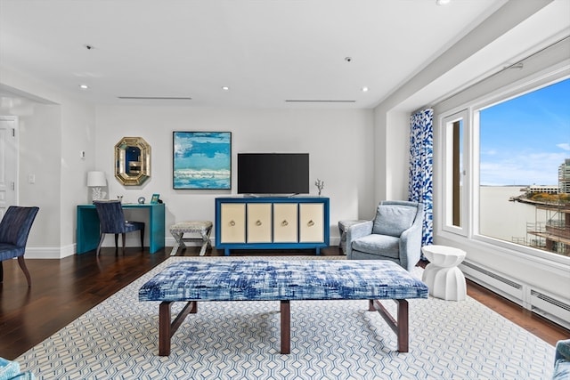 living room with hardwood / wood-style flooring